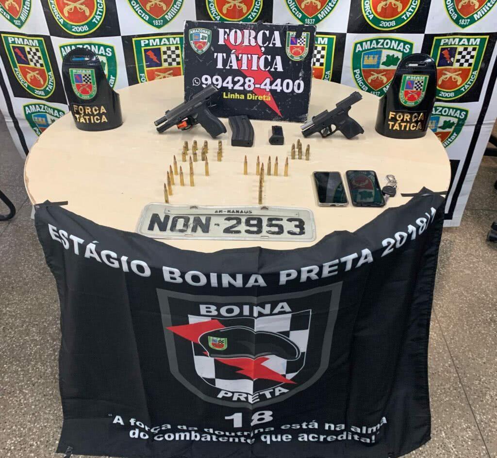 No bairro Grande Vitoria, PMAM prendeu em flagrante, dois homens por porte ilegal de arma de fogo 1