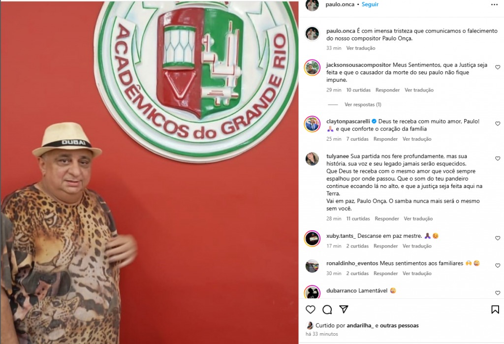 Governo e artistas lamentam morte do símbolo do samba Paulo Onça 3